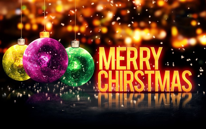 Happy New Year Merry Christmas Ball Wallpaper By