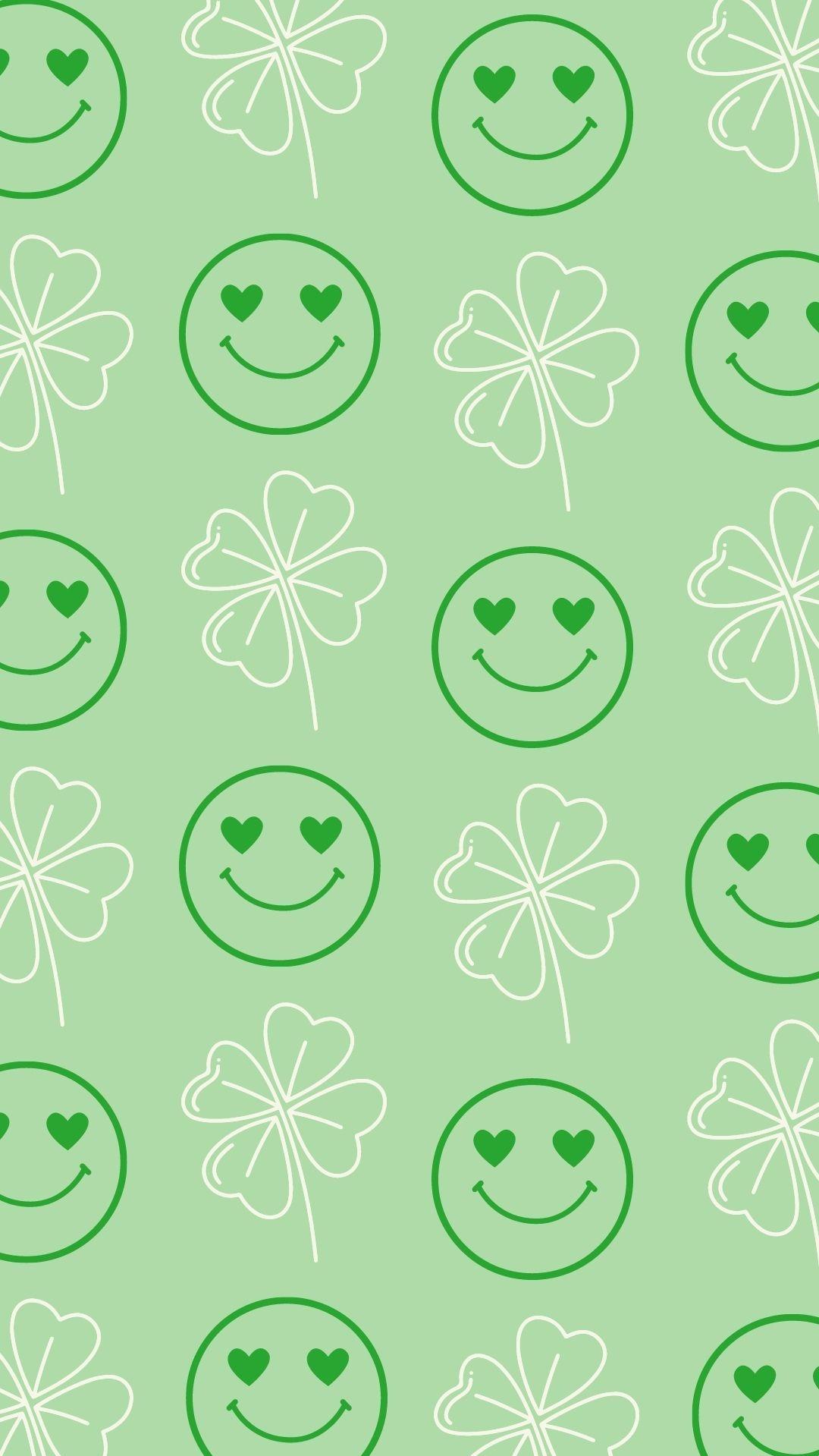 Green smile with hearts iPhone Wallpaper