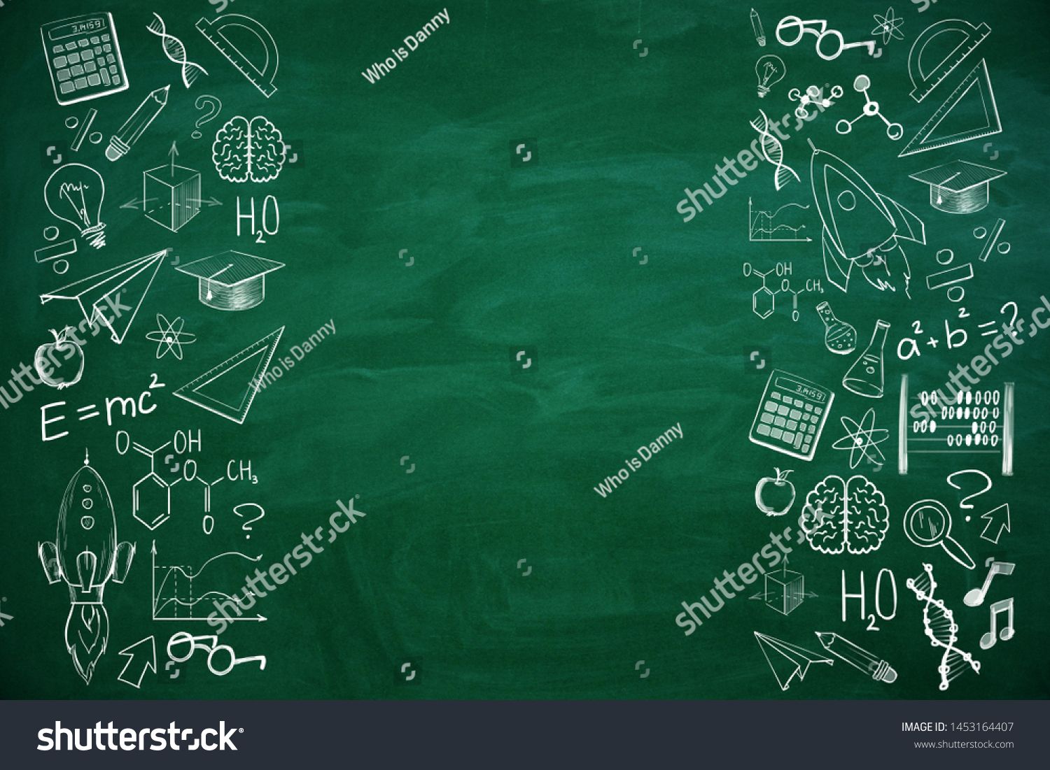 Creative Educational Sketch On Chalkboard Background With Copy