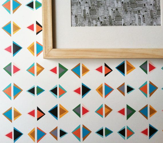 Removable Wallpaper Triangle Print Perfect for renters and DIY 570x502