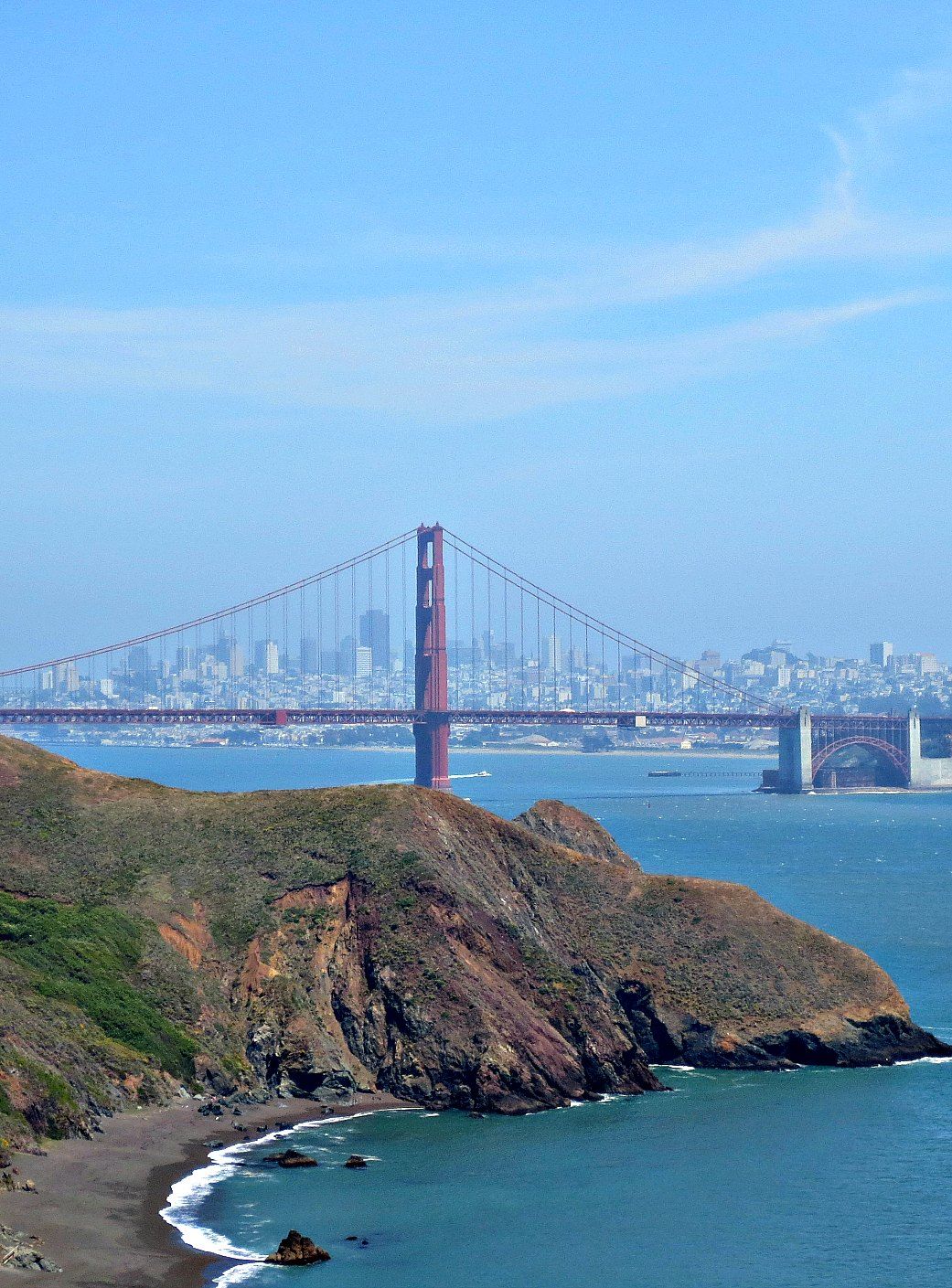 The Golden Gate Bridge With Downtown Sf In Background Taken