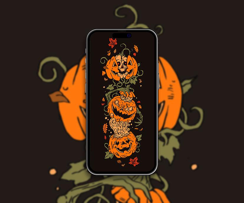 Scary Pumpkins Black Wallpaper   Aesthetic Halloween Wallpaper