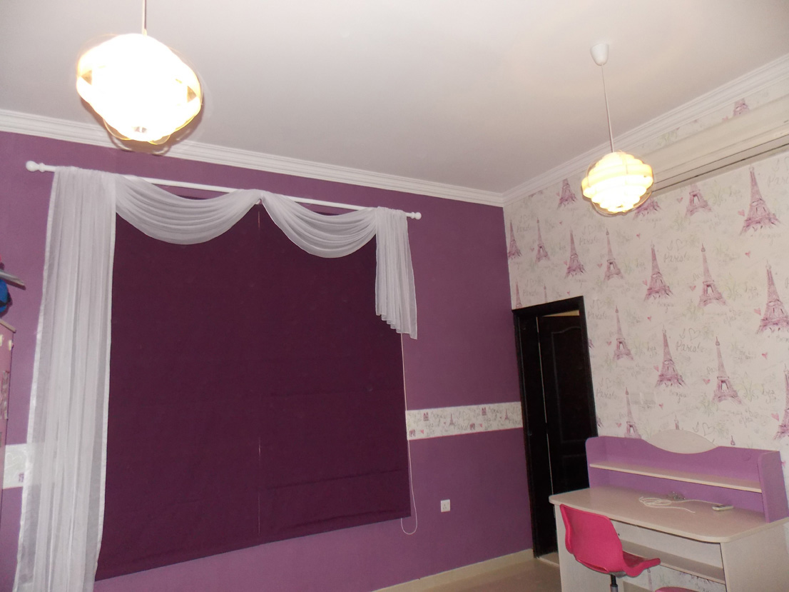 Roman Blind With Design And Wallpaper Of Kids Room In Al Warqa Villa