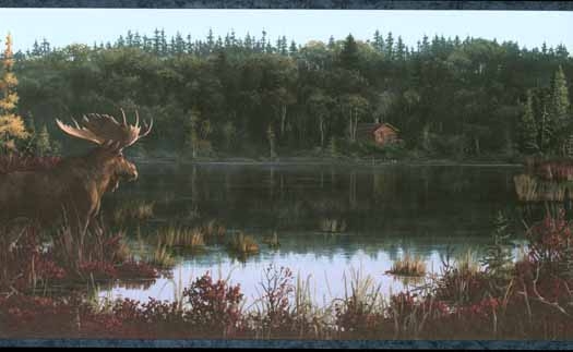 Moose by the Lake Wallpaper Border   Wallpaper Border Wallpaper 525x323
