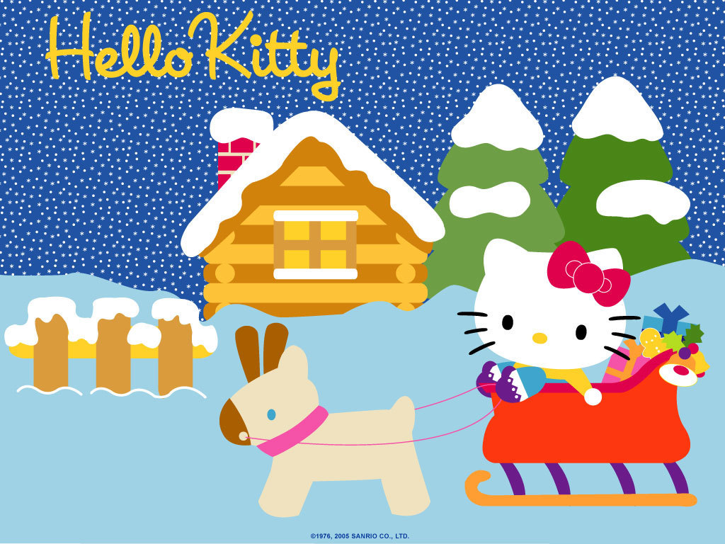 Christmas Hello Kitty Wallpaper Grasscloth