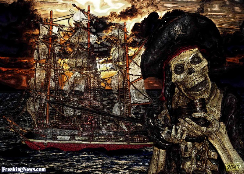 Skeleton Pirate with Ghost Ship Pictures   Freaking News