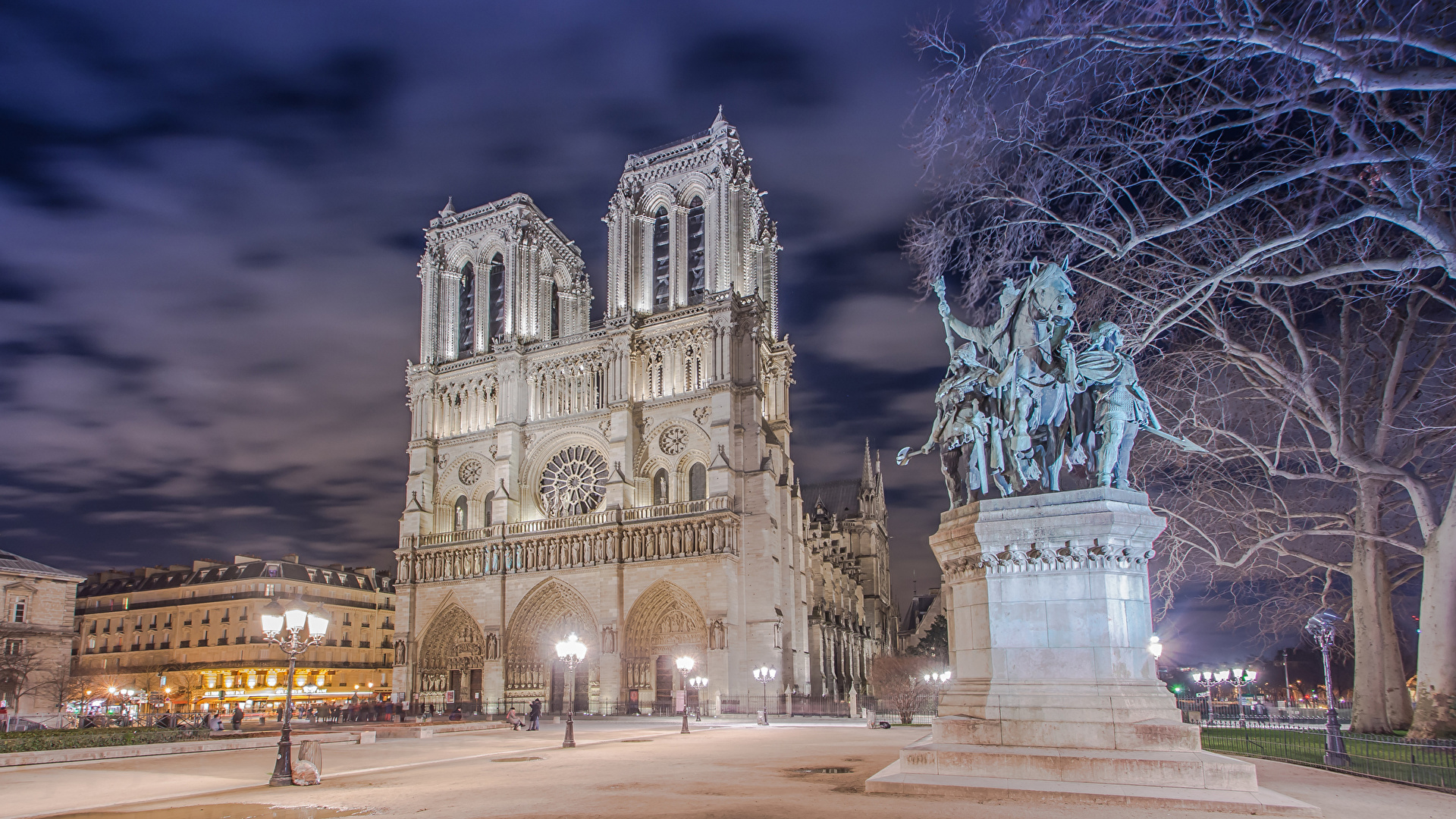 Image France Notre Dame De Paris Street Night Cities
