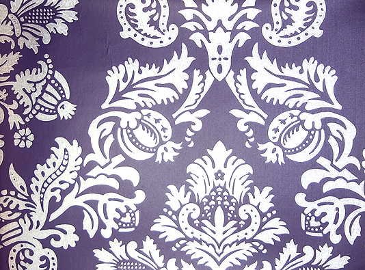 Purple And Silver Damask Wallpaper