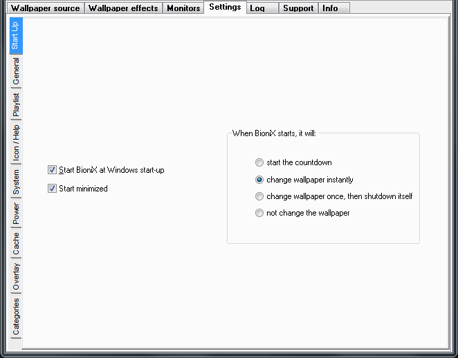 Free download BioniX Wallpaper Changer Manual Start Up Tab [662x518