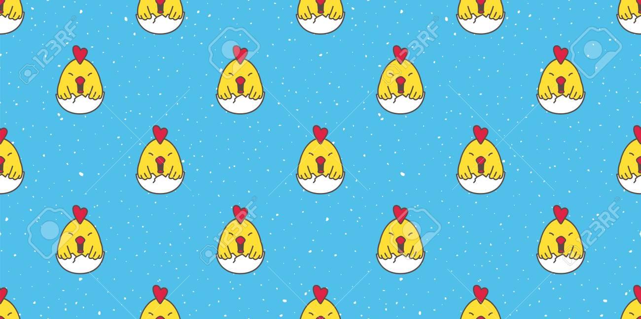 Chicken Easter Egg Seamless Pattern Vector Background Isolated