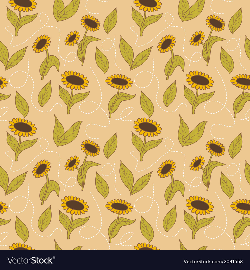 Spring Seamless Sunflowers Background Royalty Vector