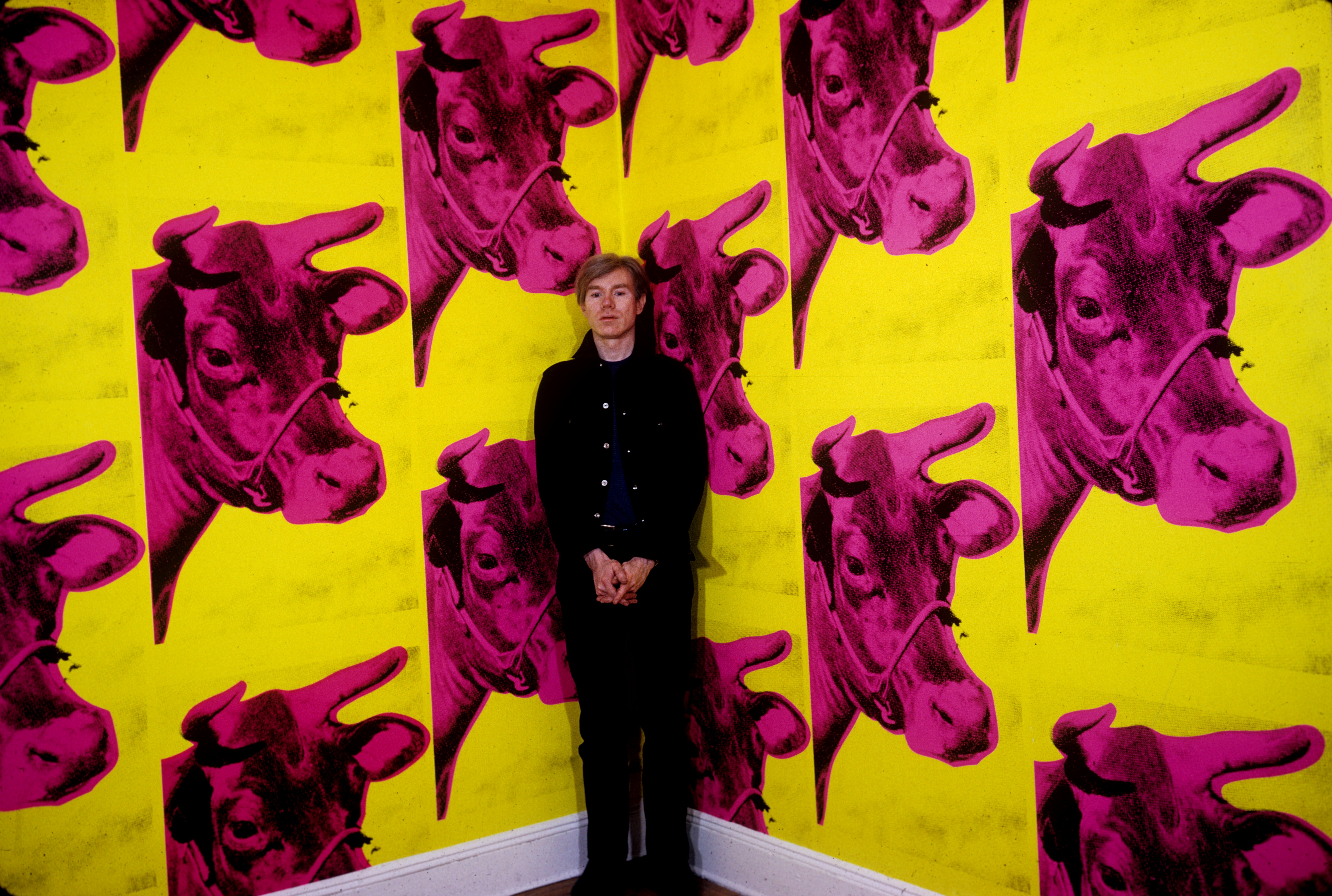 Andy Warhol With Cow Wallpaper Image By Steve Schapiro