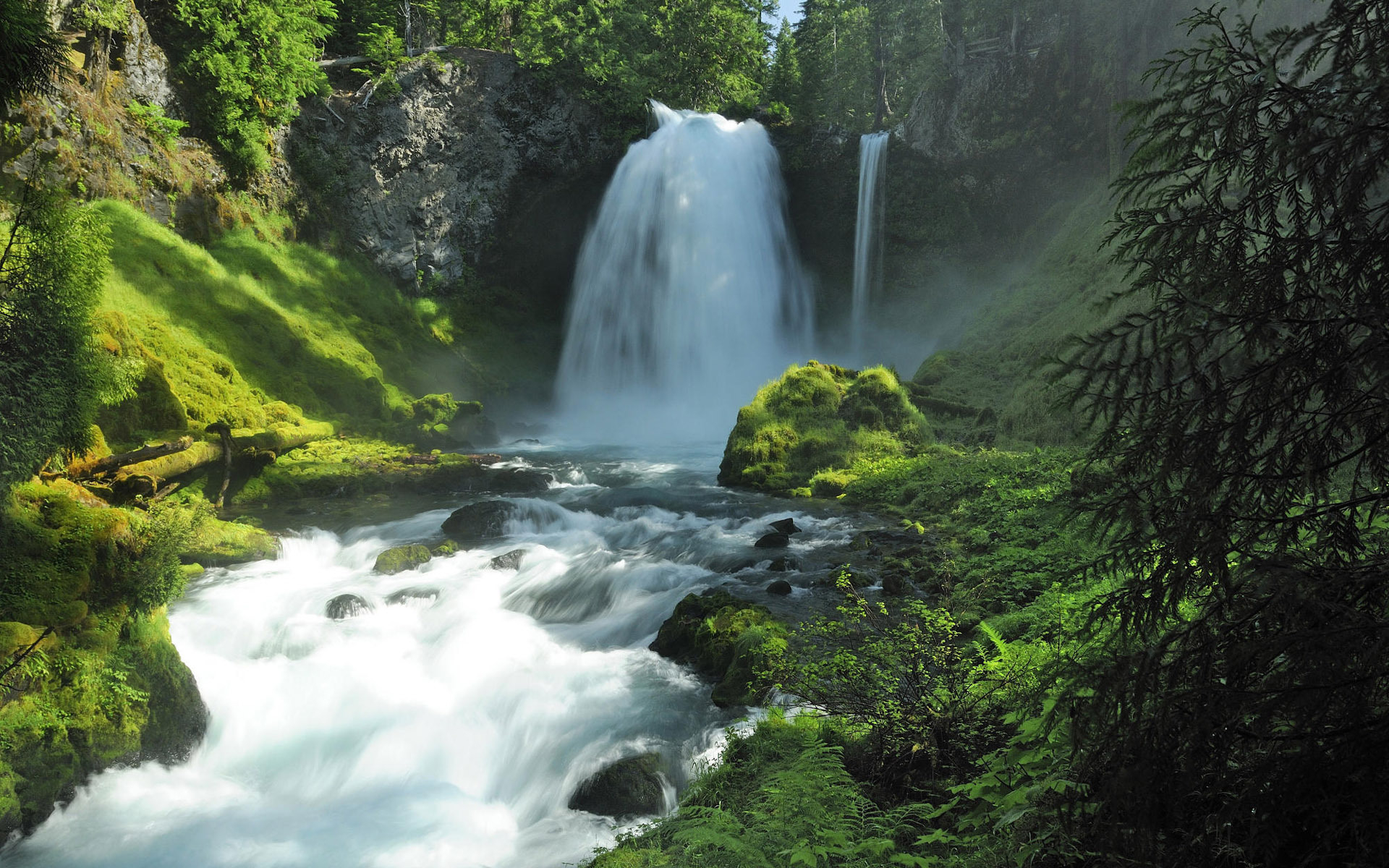 Waterfall In A Forest Stream Wallpaper And Image