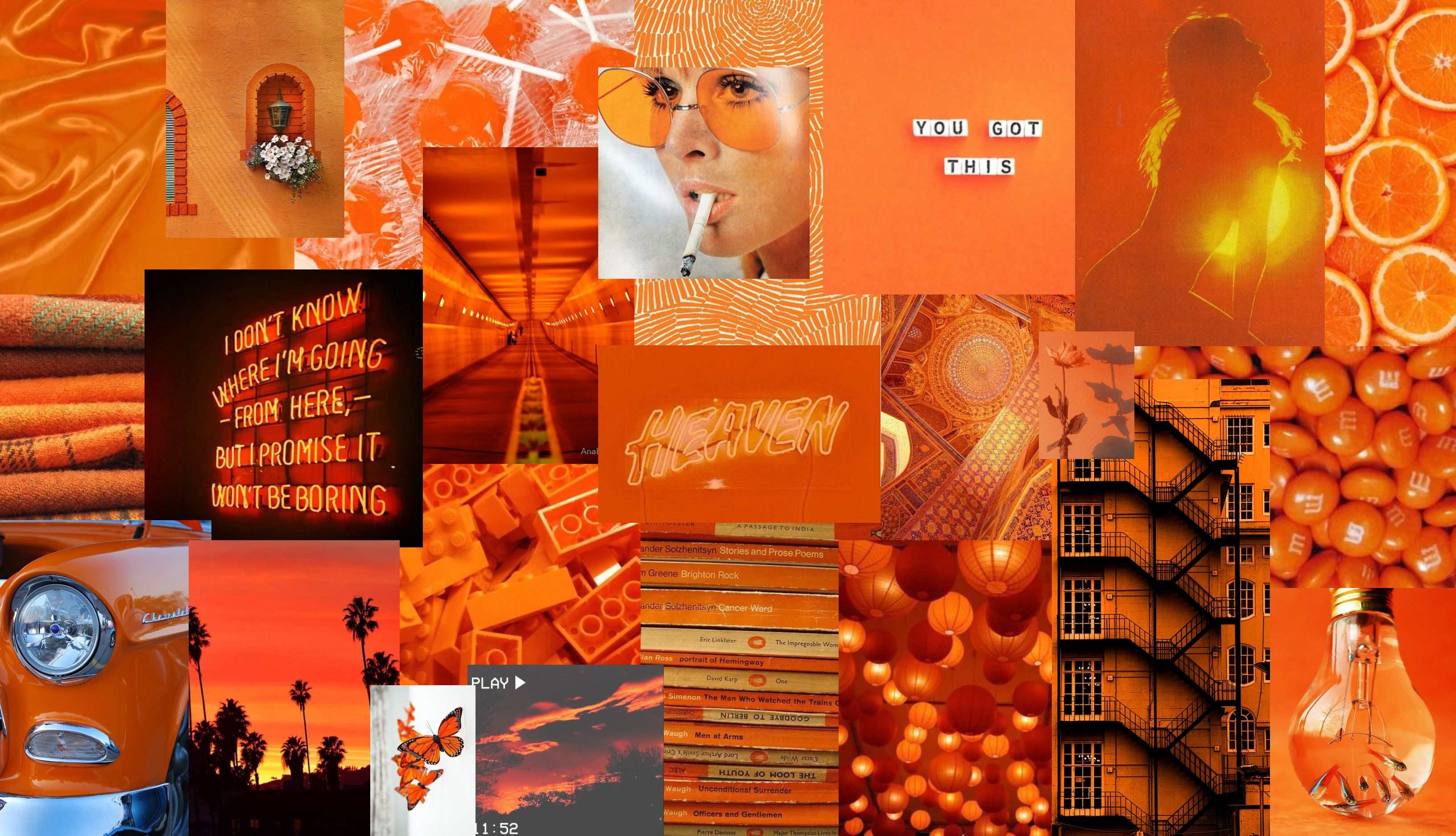 Orange Aesthetic Wallpaper Collage