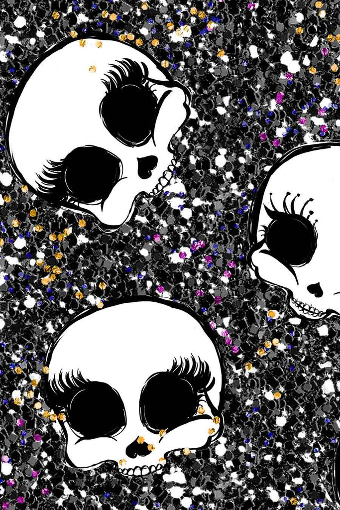 Too Cute To Spook Lucy Black Glitter Skull Print Leggings Kids