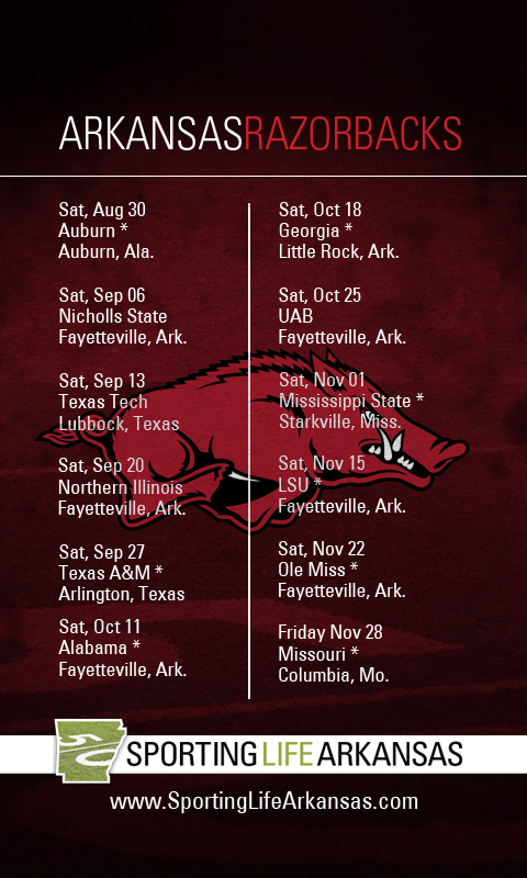 Arkansas Razorback Football Schedule Smartphone Background