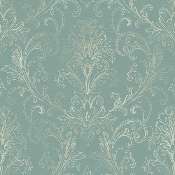 Blue and Silver Linear Damask Wallpaper D Marie Interiors