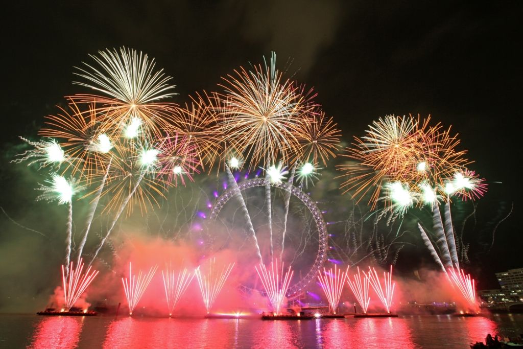 Colourful Fireworks In Sky Near London Eye HD Wallpaper Happy New