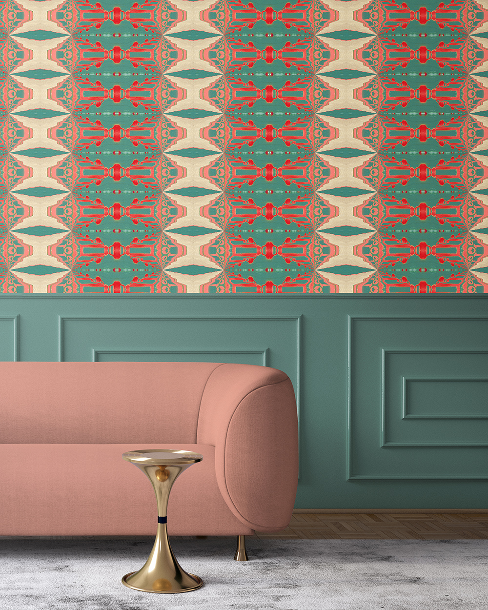 Itzel Turquoise Coral Vellum Wallpaper Pearl And Maude