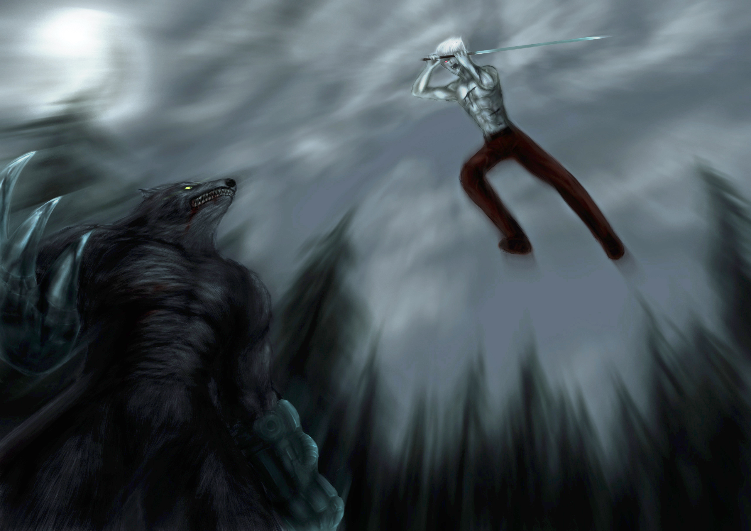 AI Art Generator: Vampire kurapika and werewolf leorio