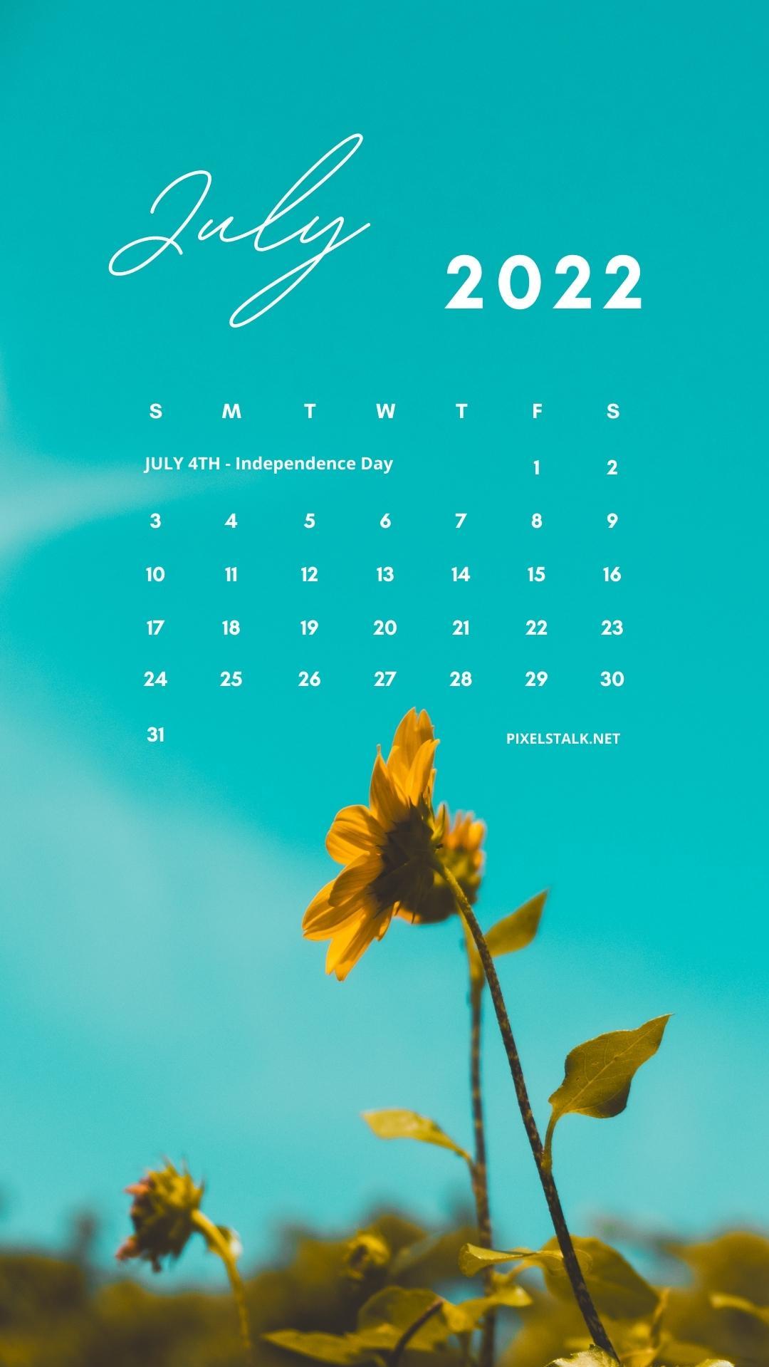 July Calendar iPhone Wallpaper