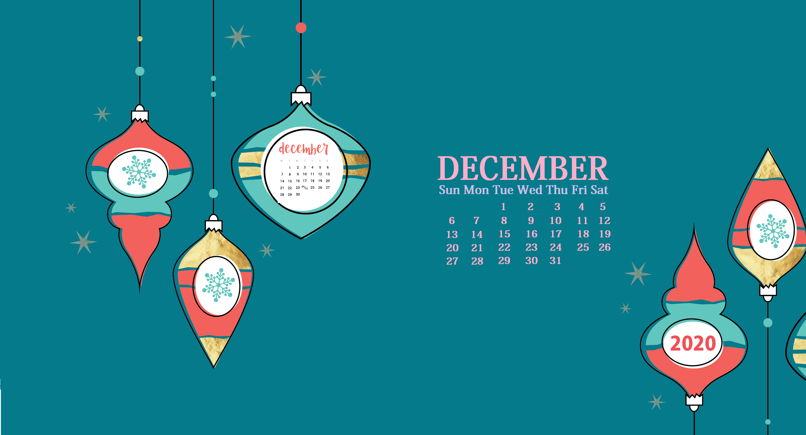 December Calendar Wallpaper Top