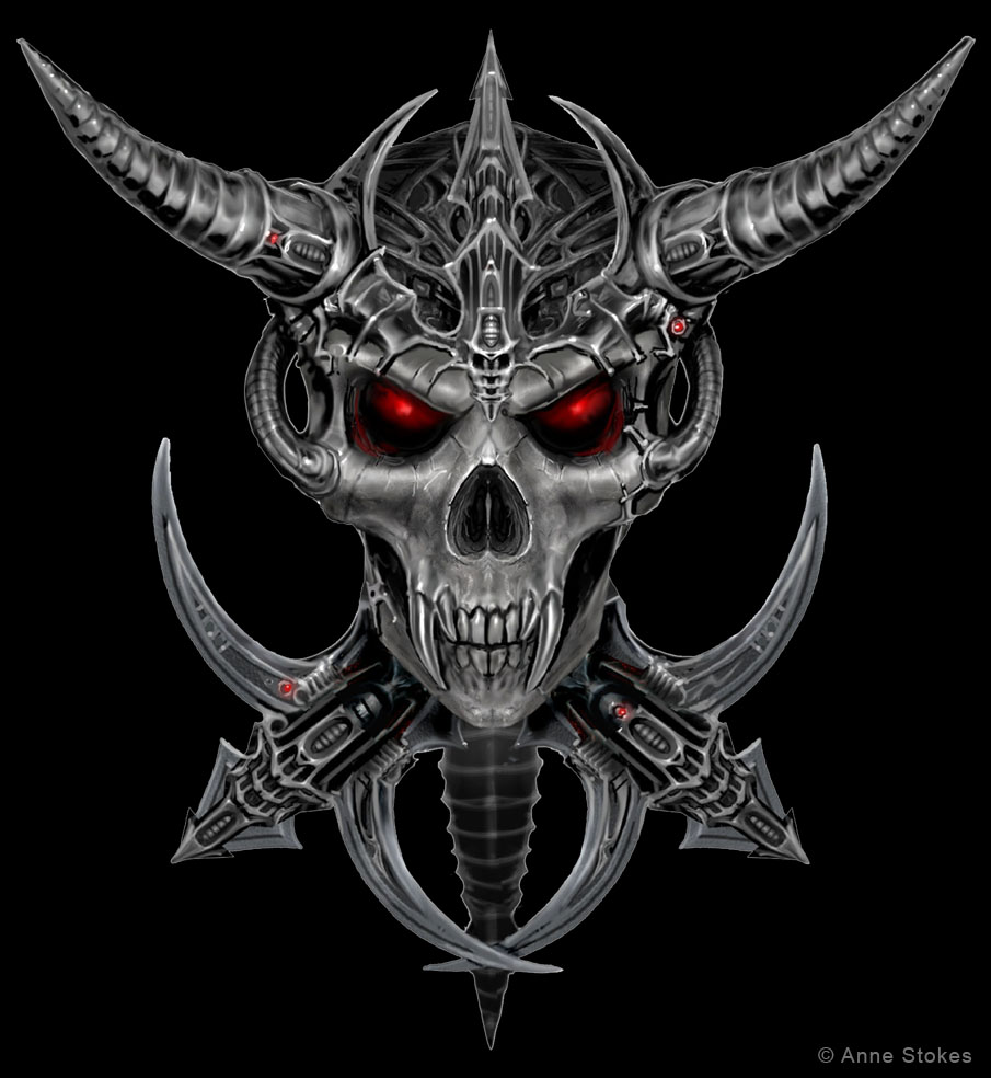 Pin Gothic Evil Cyber Skull By Anne Stokes Mystic Crypt On