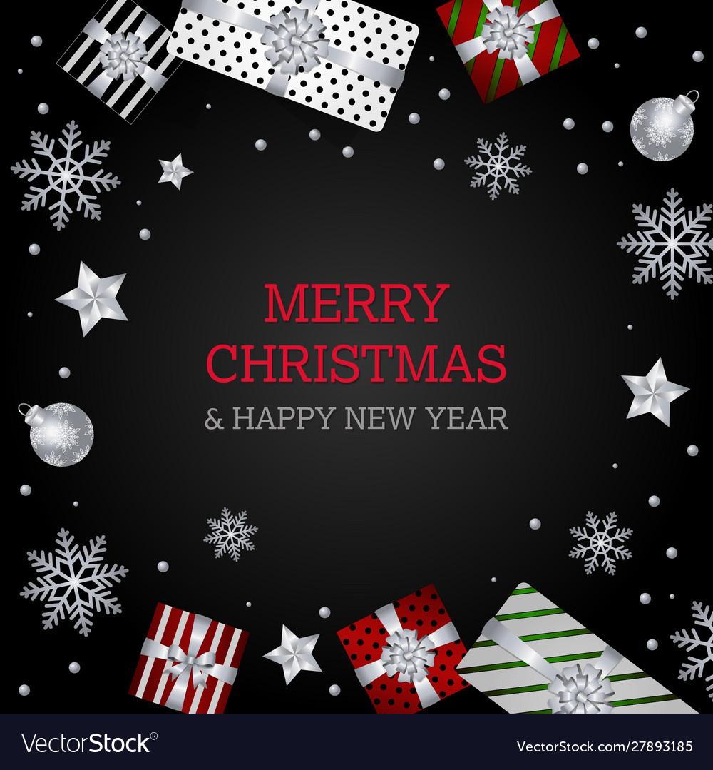 Merry christmas background silver red wallpaper Vector Image
