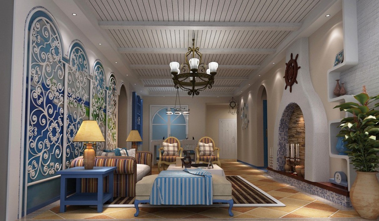 Classic Mediterranean Style Walls And Ceilings 3d House
