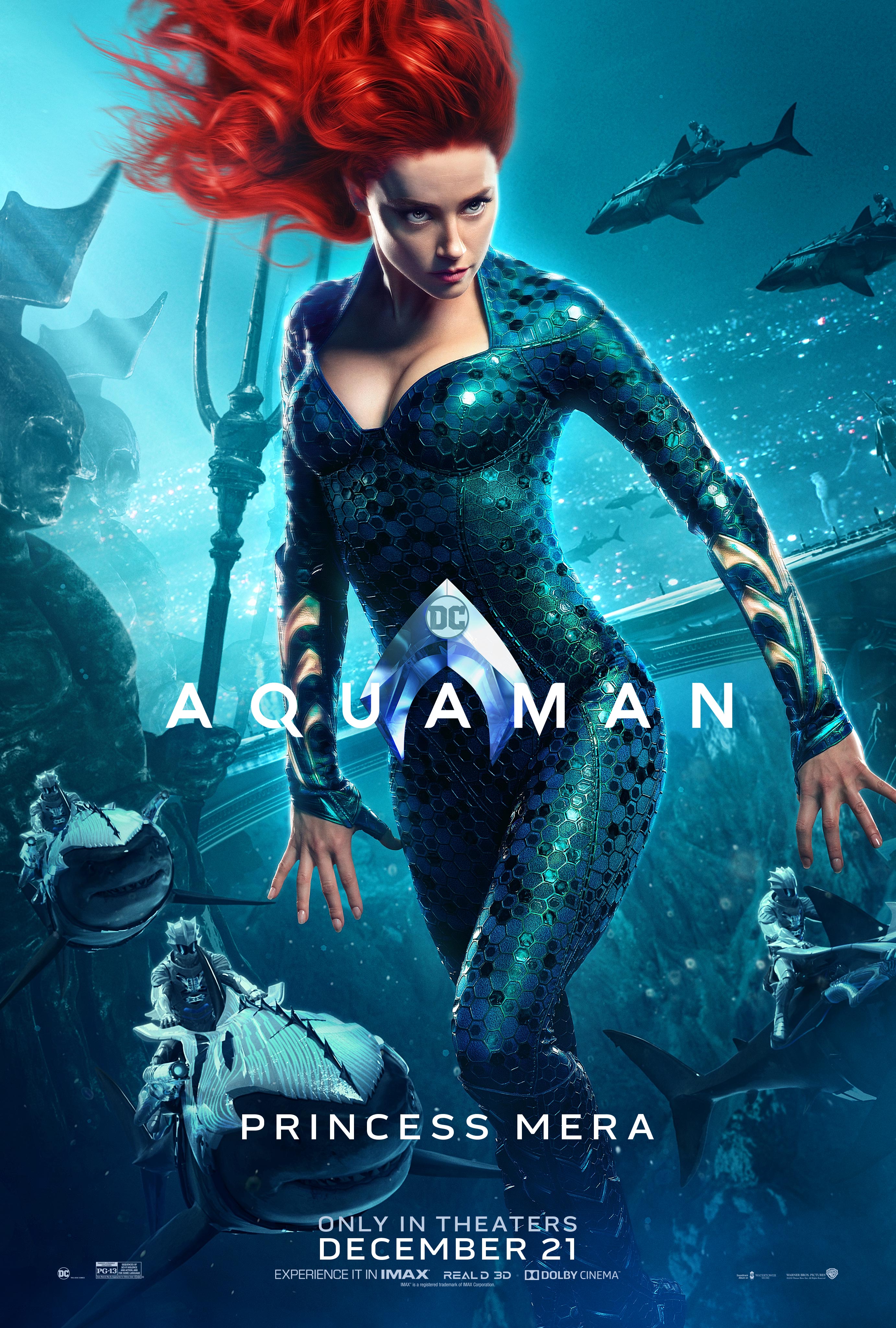 Aquaman Character Poster Amber Heard As Mera