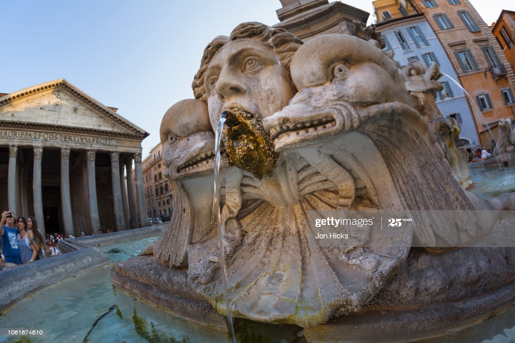 Detail Of Carving On The Fontana Del Pantheon In Piazza Della