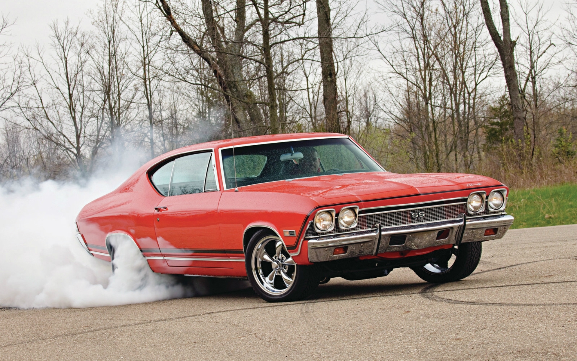 Ss Burnout Roads Muscle Cars Hot Rod Smoke Wallpaper Background