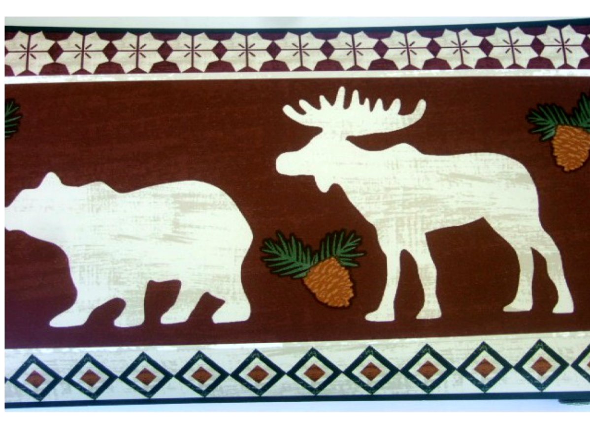 Bears Moose Lodge Wallpaper Border 1198x899