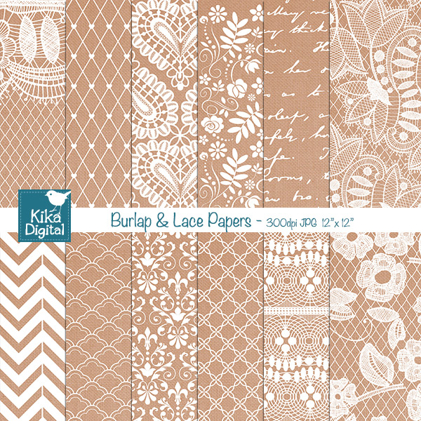 Burlap And Lace Papers Digital Background