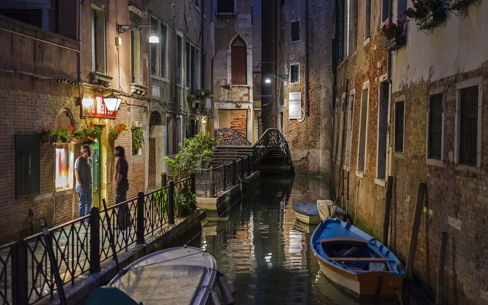 Wallpaper Venice Canal Boat Night Summer Italy Desktop