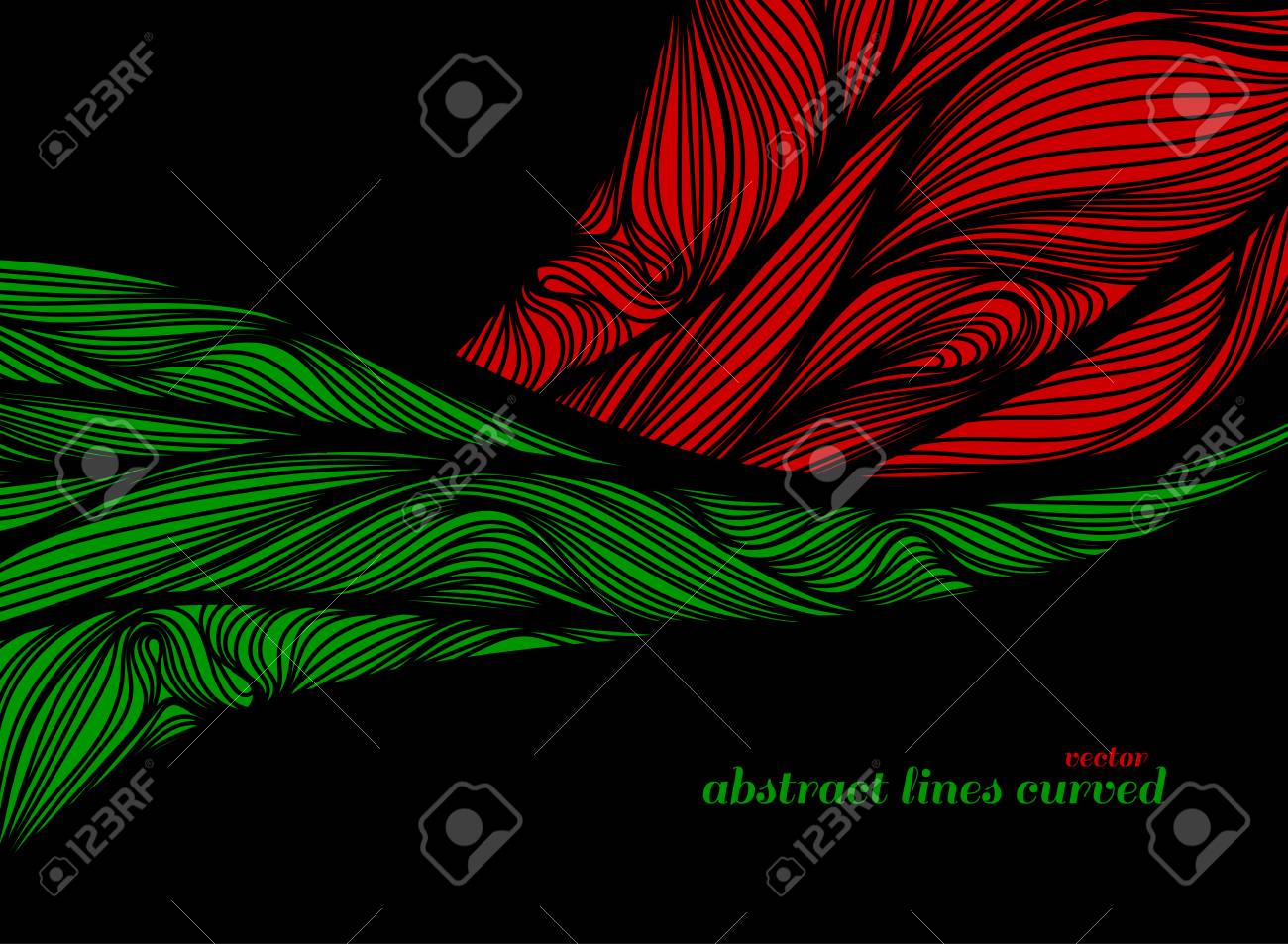 Abstract Green And Red Art Pattern Vector Wallpaper On A Black