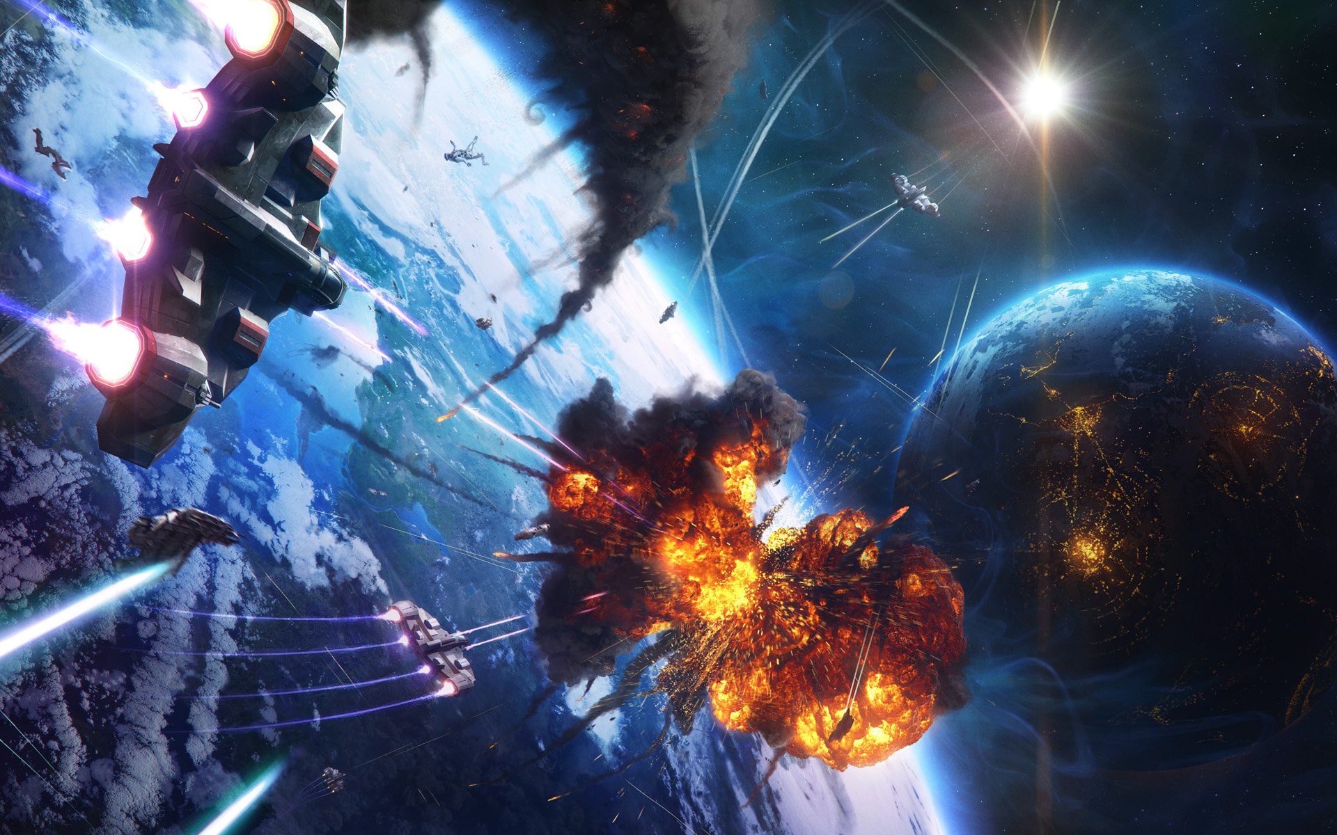 Amazing Sci Fi Space Battle Wallpaper HD High Resolution