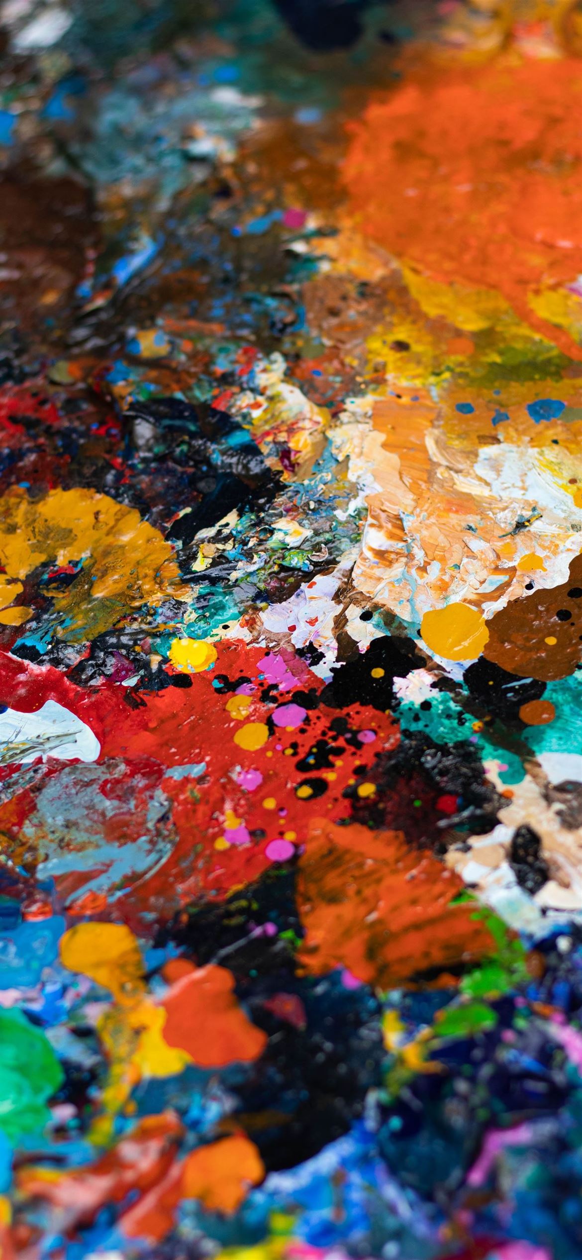 Blue White Orange And Red Abstract Painting iPhone Wallpaper
