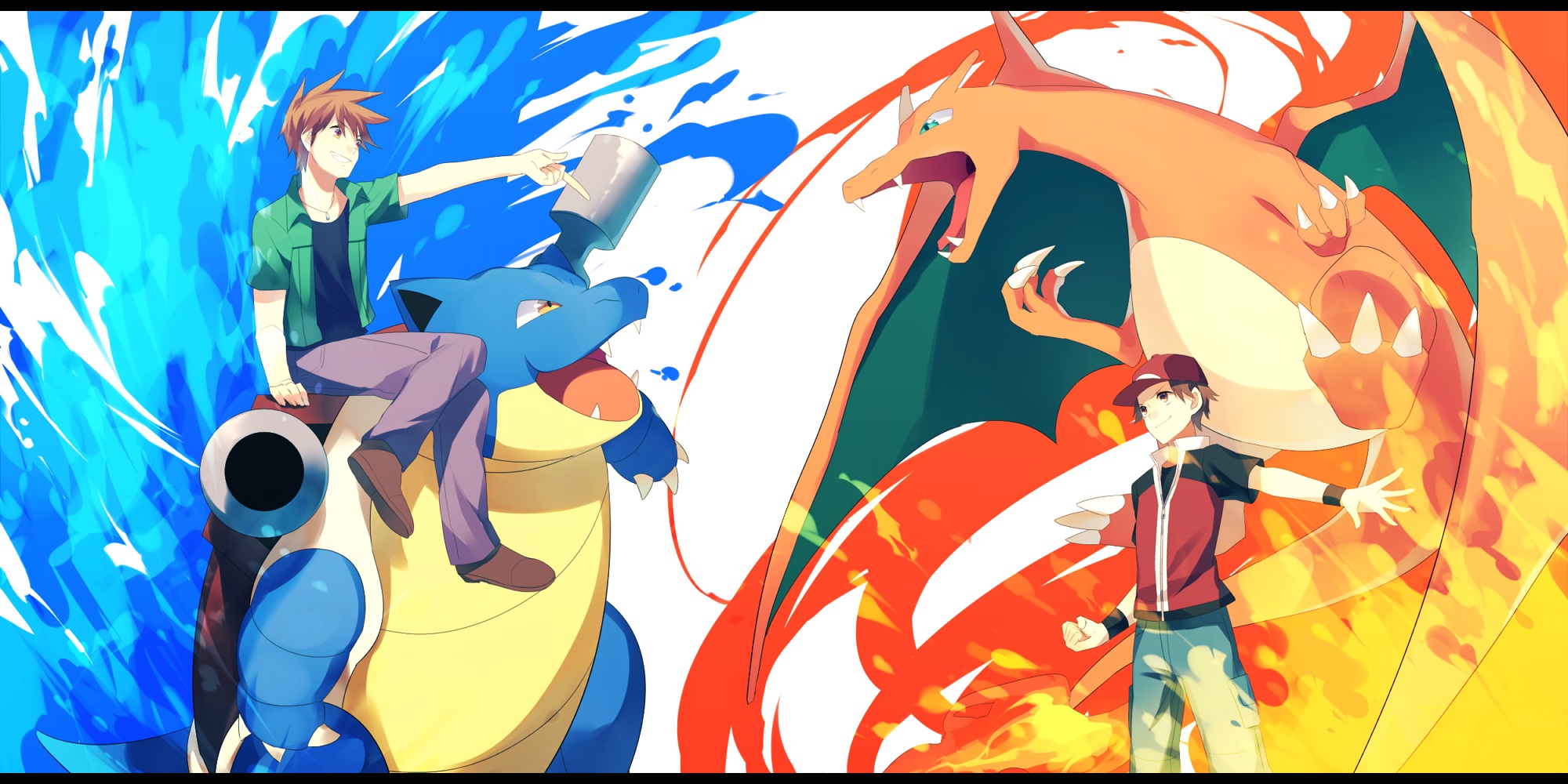 Fire Hat Ookido Green Pokemon Red Water Wallpaper Background