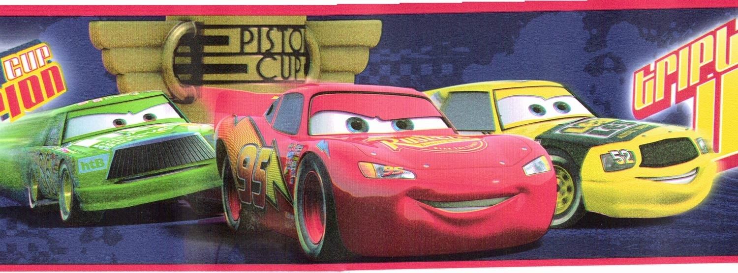 Pixar Cars Racing Cup Scene Self Sticking Feet Wallpaper Border