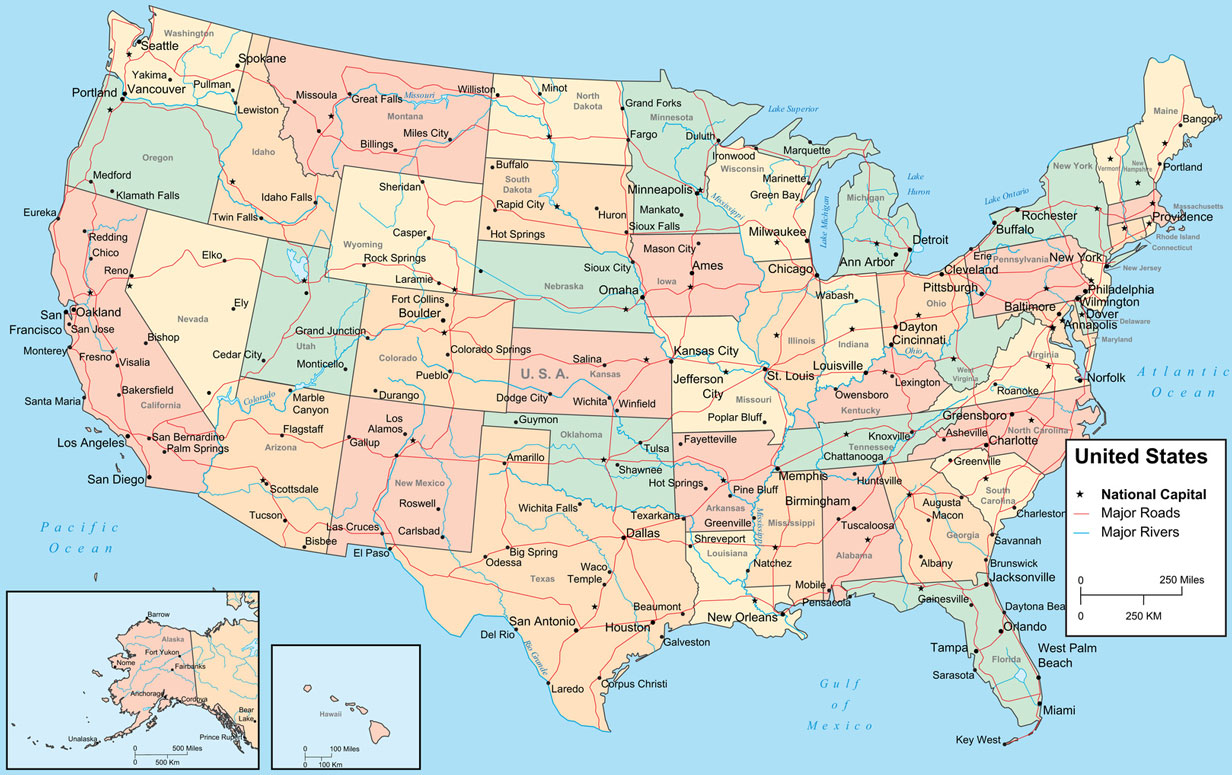 Free Download Map Of Usa Find Rivers In The United States Map