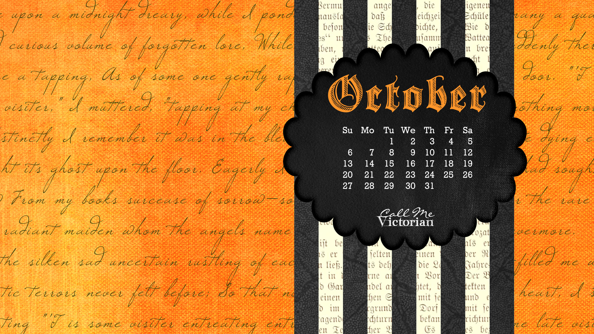 October Desktop Calendar Wallpaper Call Me Victorian