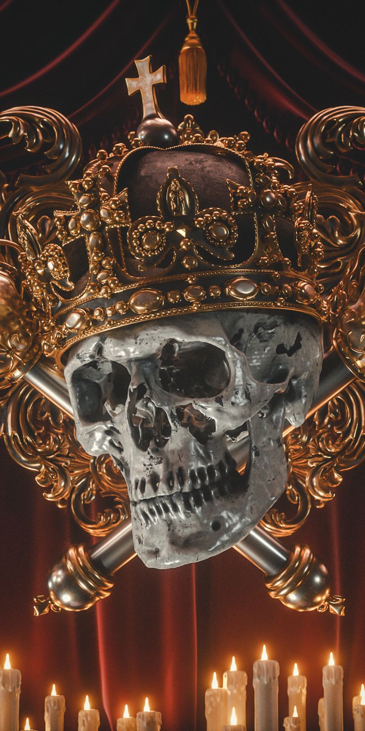 Crown On Skull Golden Head Wallpaper