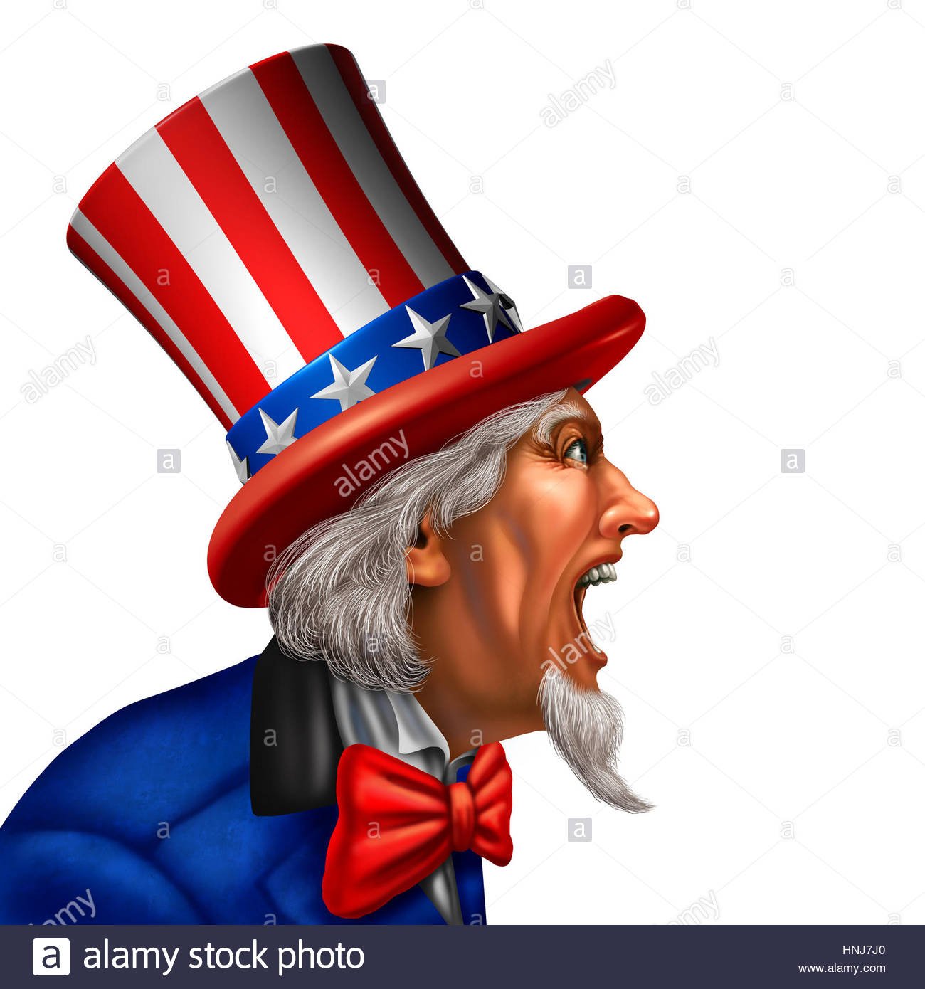 Uncle Sam In A Side Yelling Or Talking On White Background