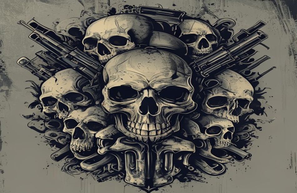 Skulls And Guns Wallpaper