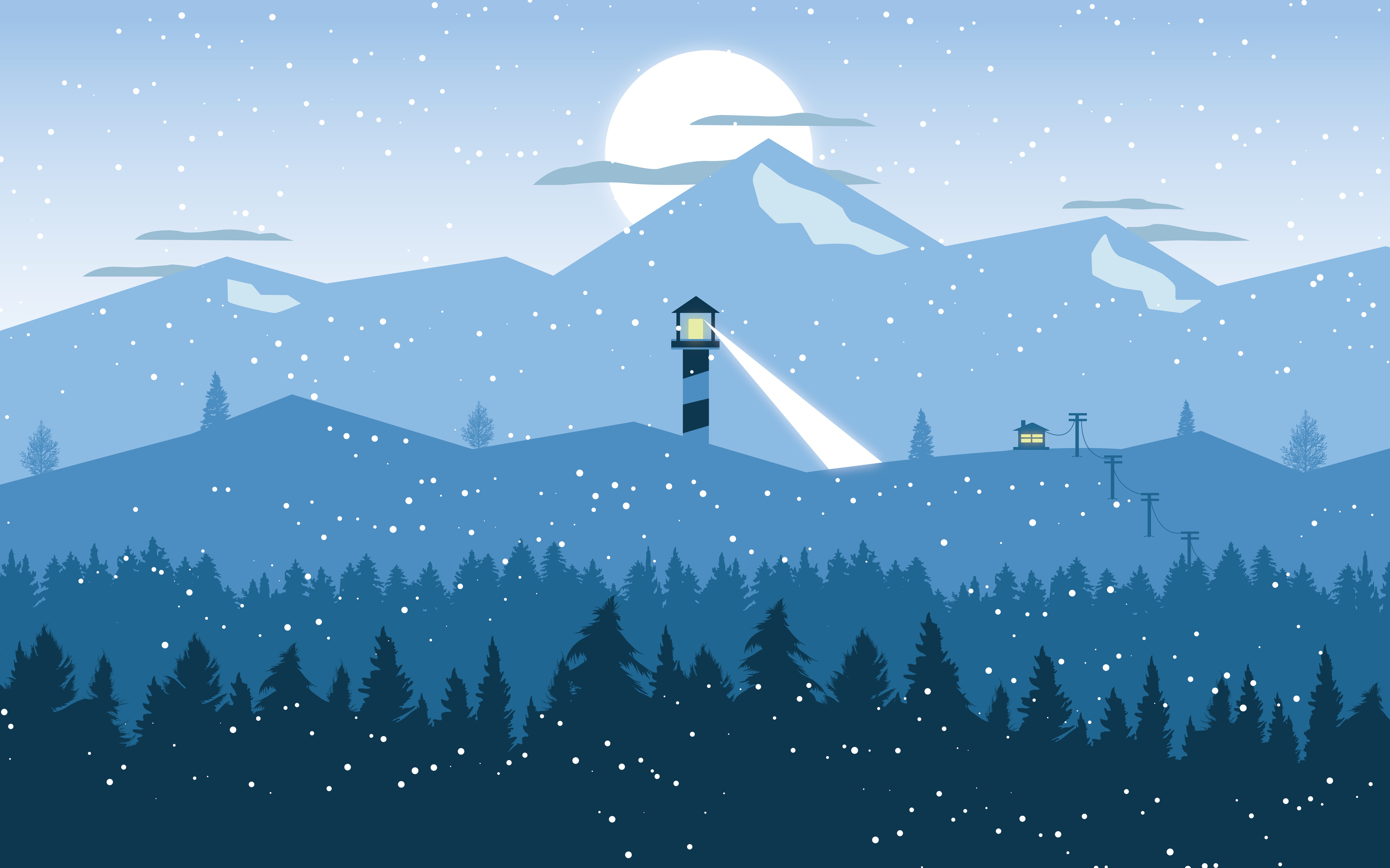 Cold Winter Minimal Illustration 10k 4k HD Wallpaper Image Photos