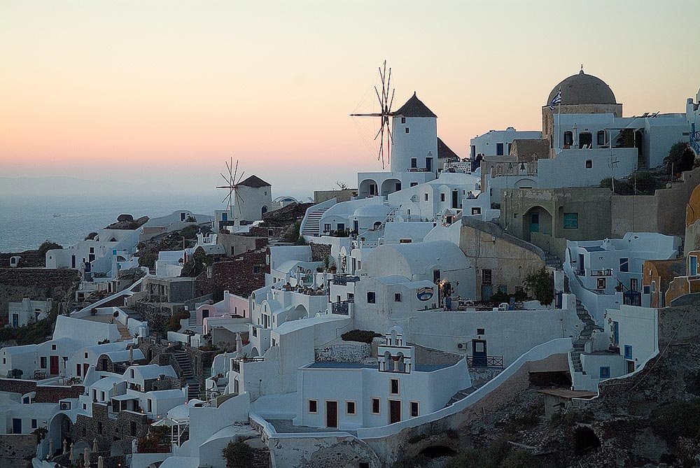 Hillside And Windmills In Greece Wallpaper Wall Mural Self