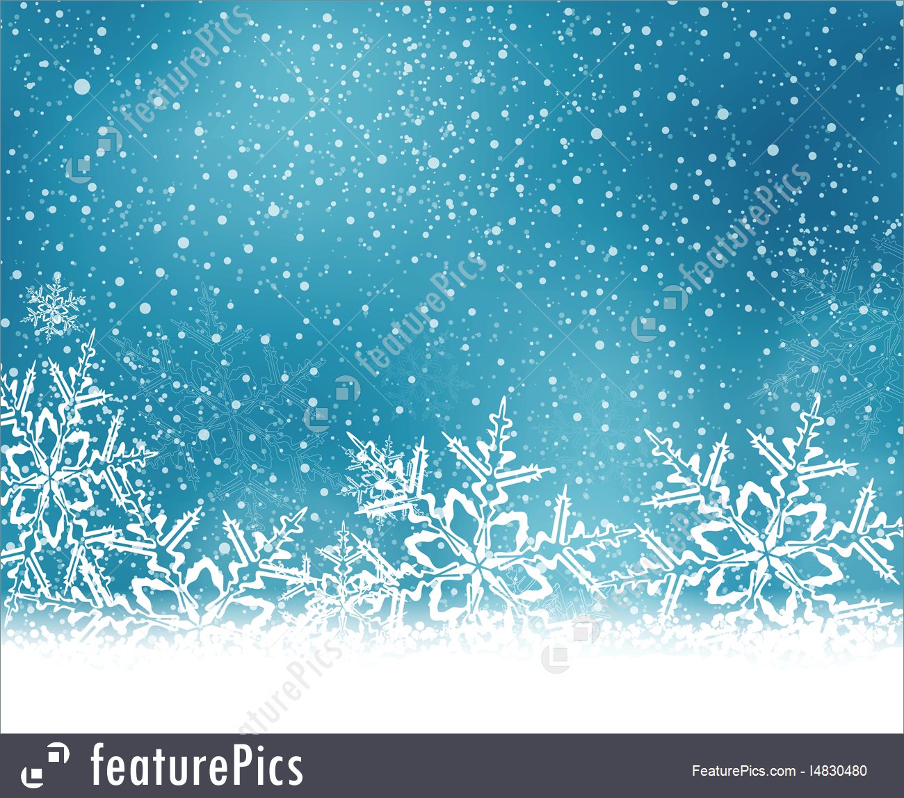 Holidays Blue White Christmas Winter Background With Snow Flakes