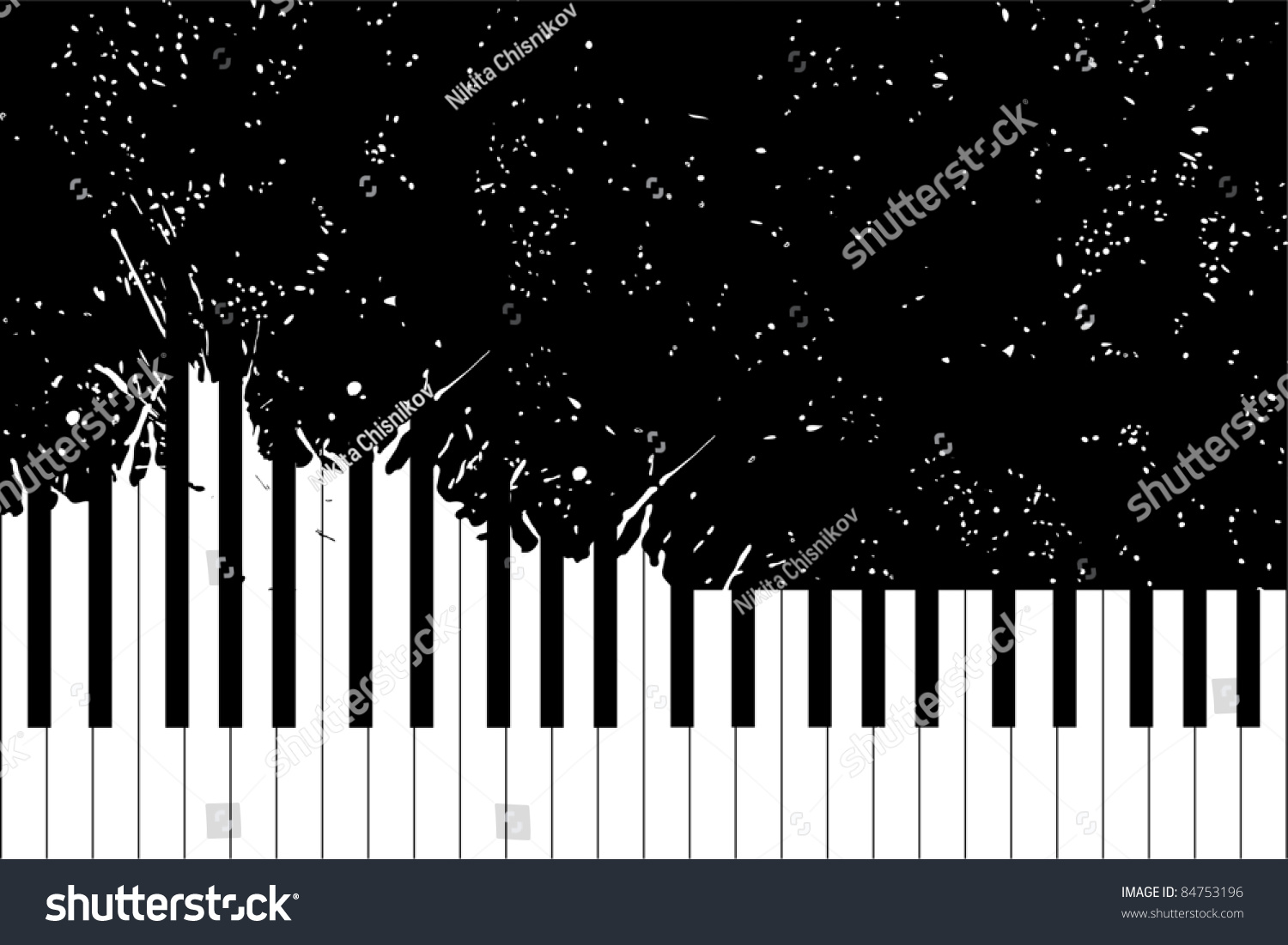 Vector Piano Keyboard On Black Background Illustration