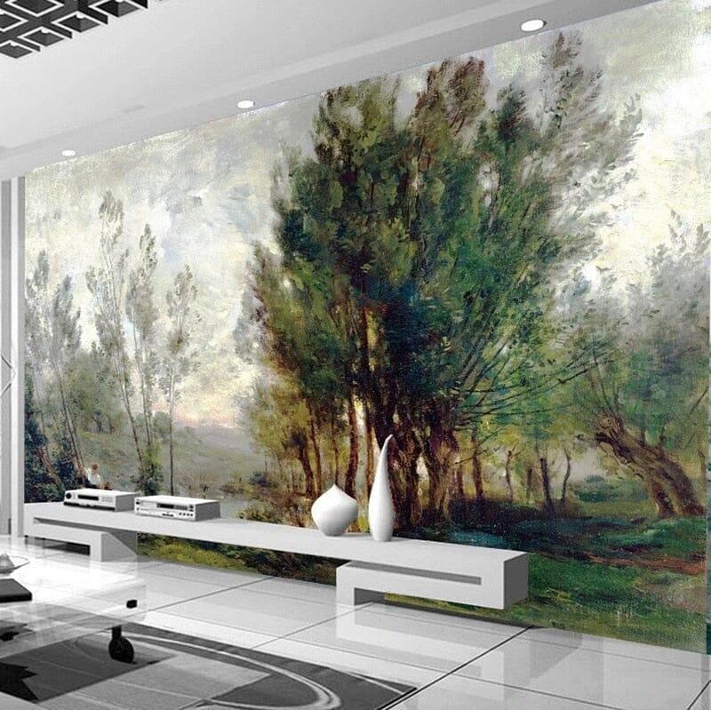 Oil Painting Pastoral Landscape Wallpaper Mural Custom Sizes